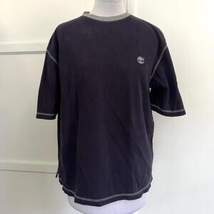 Vintage Timberland T-Shirt Mens Medium Blue Embroidered Logo 100% Cotton 90s
